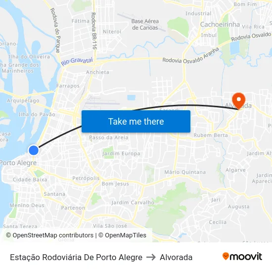 Estação Rodoviária De Porto Alegre to Alvorada map