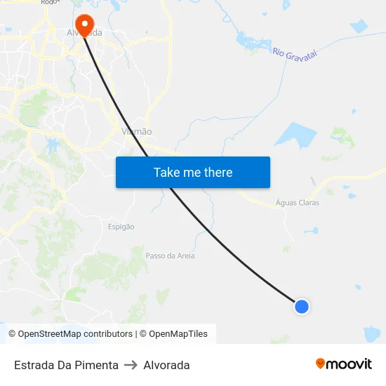 Estrada Da Pimenta to Alvorada map