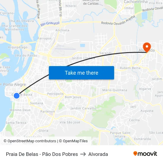 Praia De Belas - Pão Dos Pobres to Alvorada map