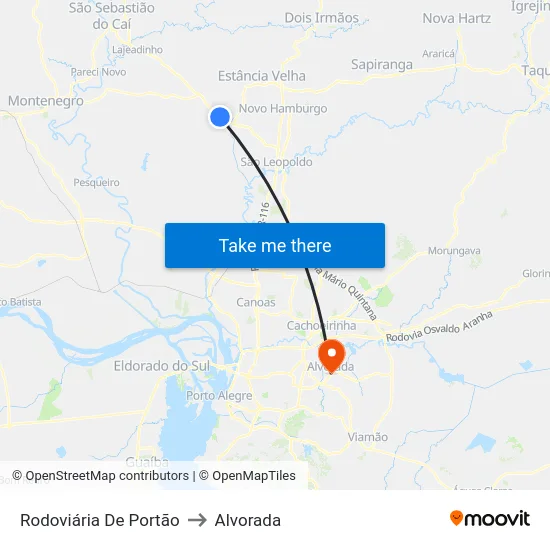 Rodoviária De Portão to Alvorada map