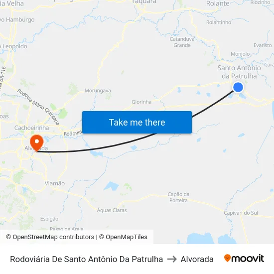 Rodoviária De Santo Antônio Da Patrulha to Alvorada map