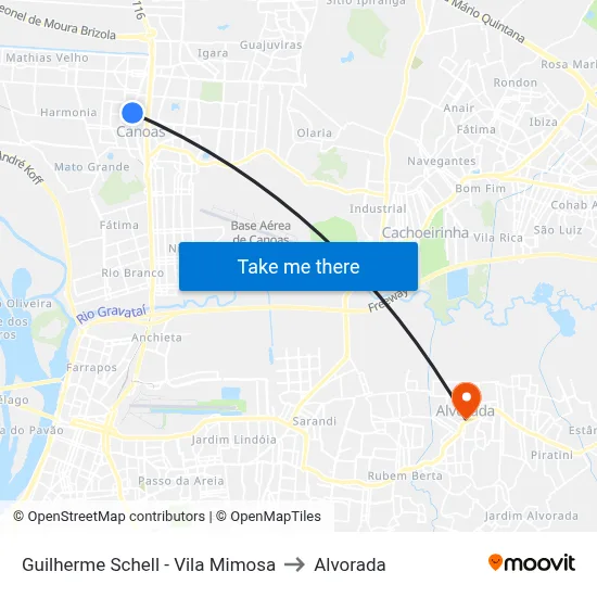 Guilherme Schell - Vila Mimosa to Alvorada map