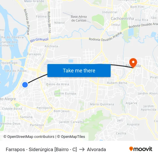 Farrapos - Siderúrgica [Bairro - C] to Alvorada map