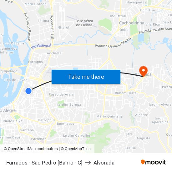 Farrapos - São Pedro [Bairro - C] to Alvorada map