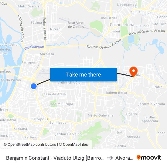 Benjamin Constant - Viaduto Utzig [Bairro - Bc] to Alvorada map