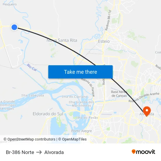 Br-386 Norte to Alvorada map