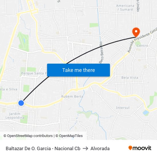 Baltazar De O. Garcia - Nacional Cb to Alvorada map