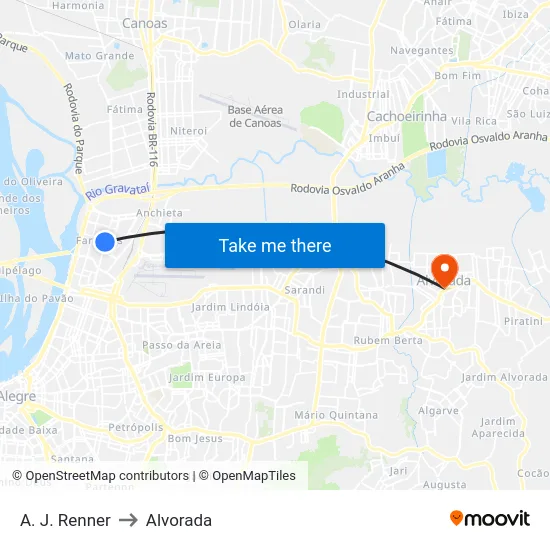 A. J. Renner to Alvorada map