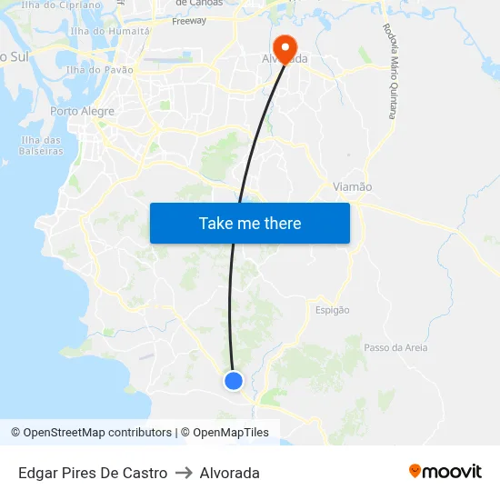 Edgar Pires De Castro to Alvorada map