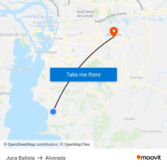 Juca Batista to Alvorada map