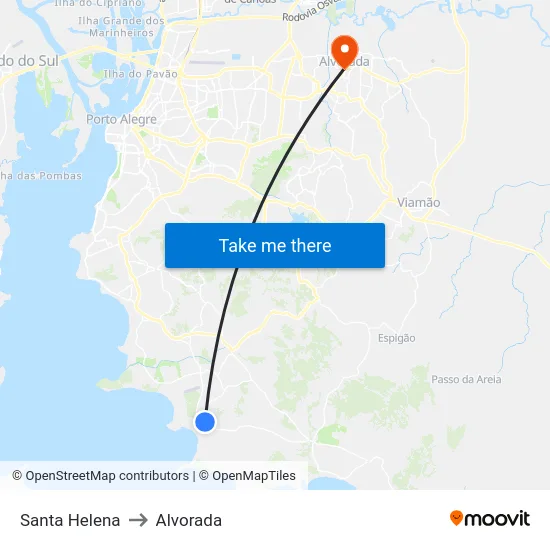 Santa Helena to Alvorada map