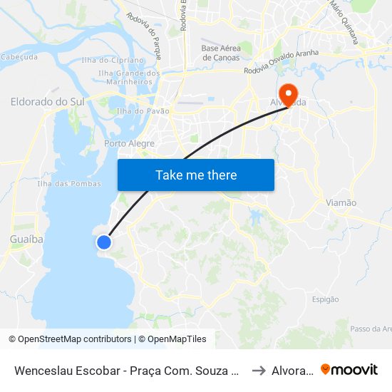 Wenceslau Escobar - Praça Com. Souza Gomes to Alvorada map