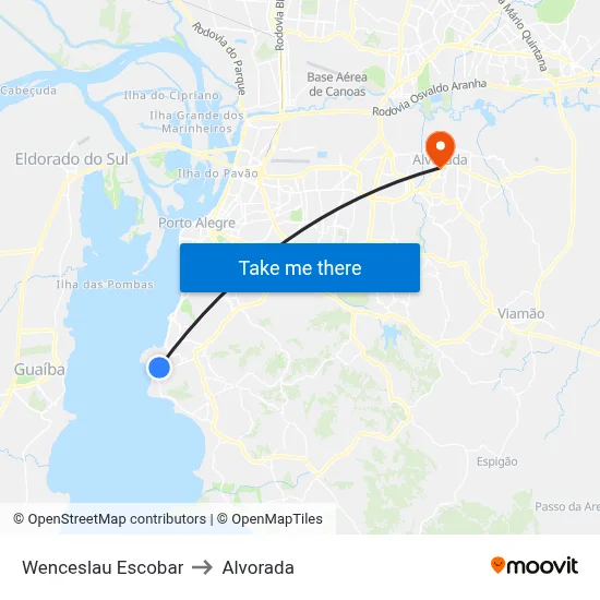 Wenceslau Escobar to Alvorada map
