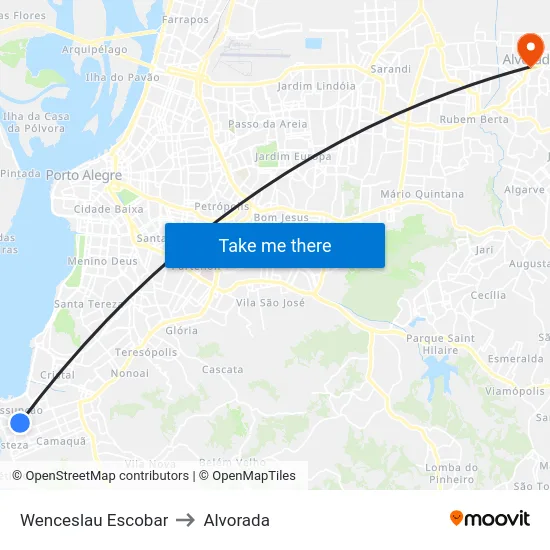 Wenceslau Escobar to Alvorada map