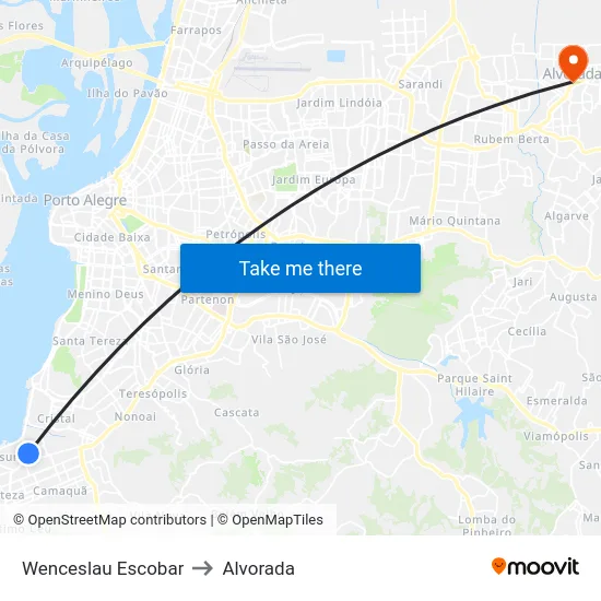 Wenceslau Escobar to Alvorada map