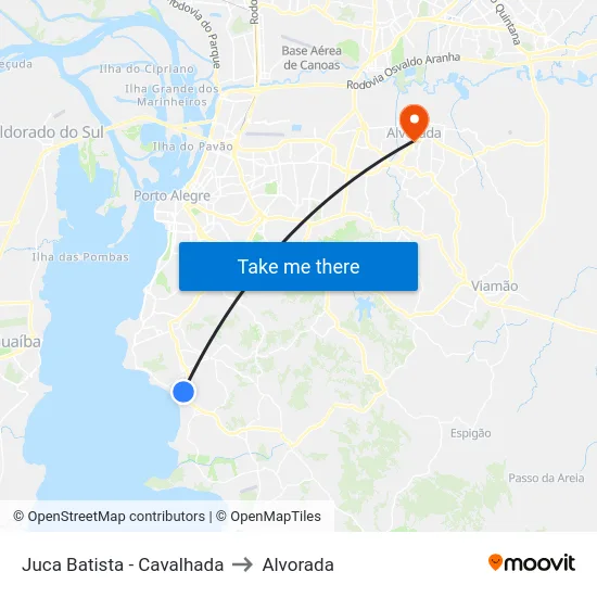 Juca Batista - Cavalhada to Alvorada map