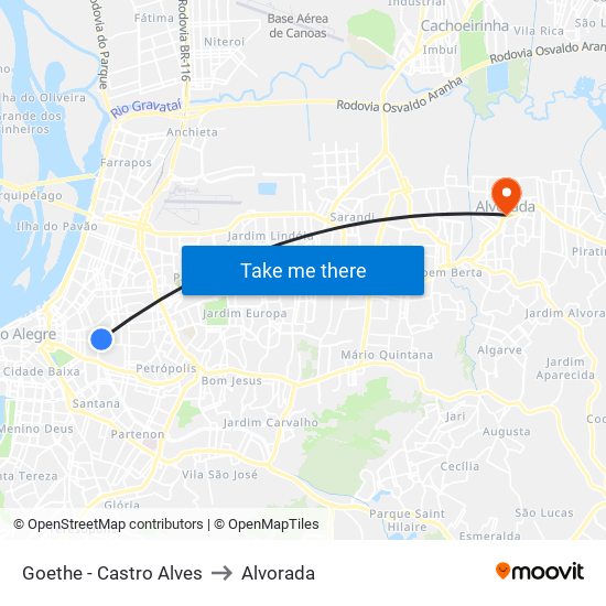 Goethe - Castro Alves to Alvorada map