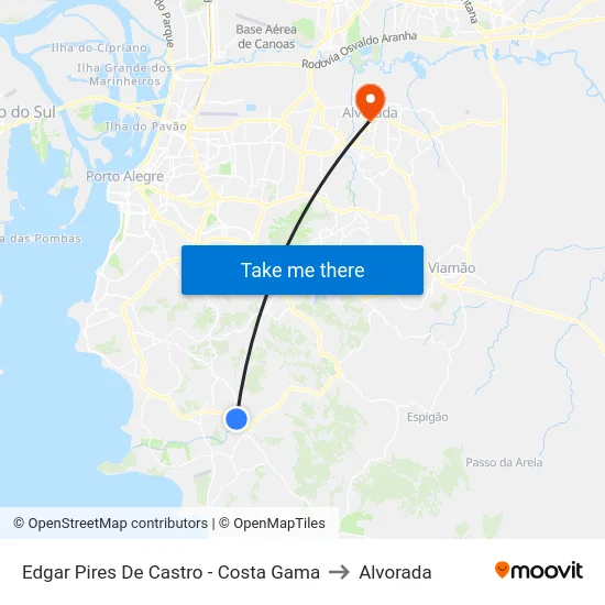 Edgar Pires De Castro - Costa Gama to Alvorada map