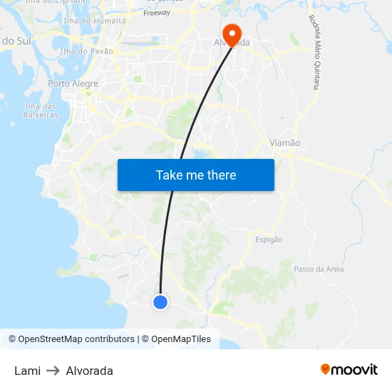 Lami to Alvorada map
