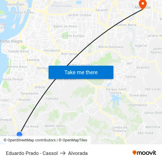 Eduardo Prado - Cassol to Alvorada map