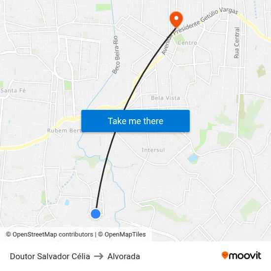 Doutor Salvador Célia to Alvorada map