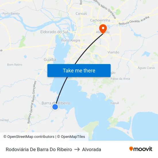 Rodoviária De Barra Do Ribeiro to Alvorada map
