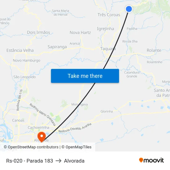 Rs-020 - Parada 183 to Alvorada map