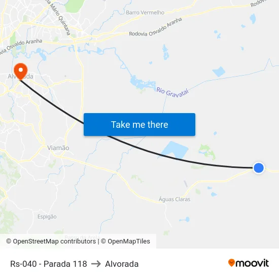 Rs-040 - Parada 118 to Alvorada map