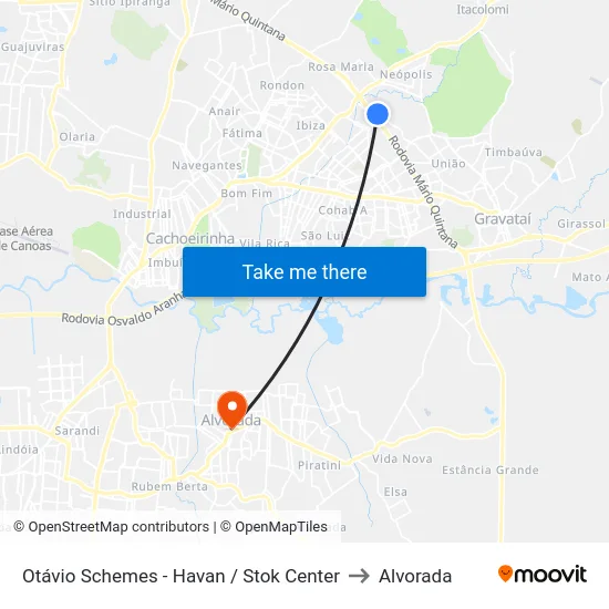 Otávio Schemes - Havan / Stok Center to Alvorada map