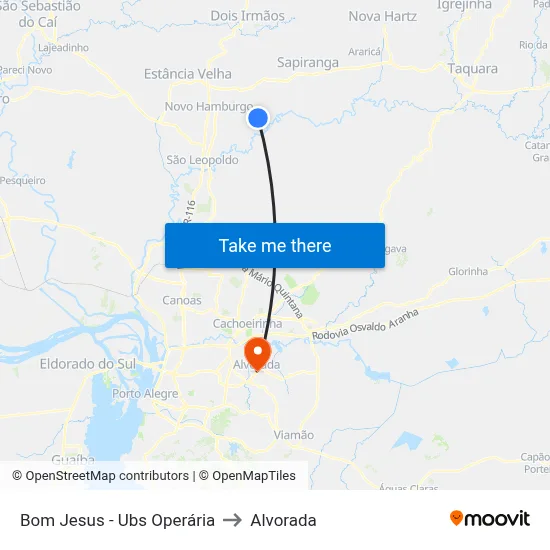 Bom Jesus - Ubs Operária to Alvorada map
