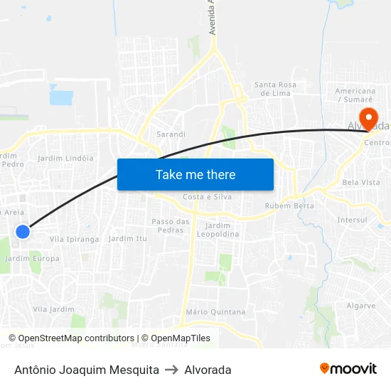 Antônio Joaquim Mesquita to Alvorada map