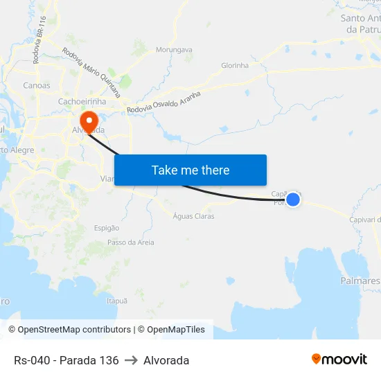Rs-040 - Parada 136 to Alvorada map