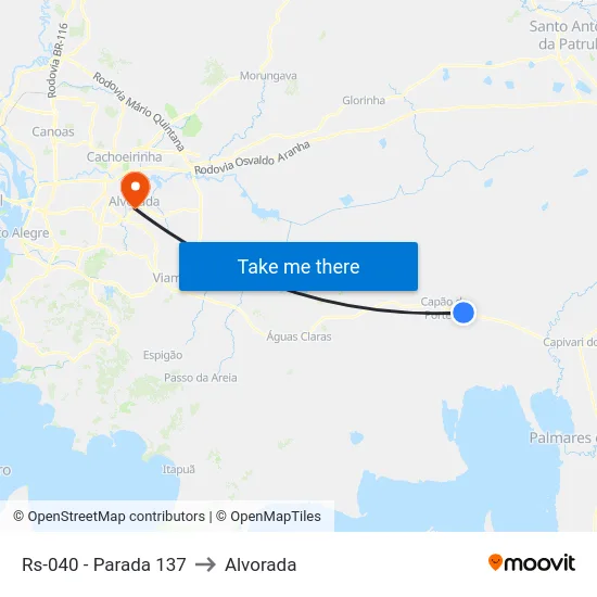 Rs-040 - Parada 137 to Alvorada map