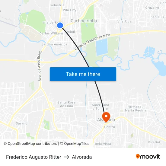 Frederico Augusto Ritter to Alvorada map