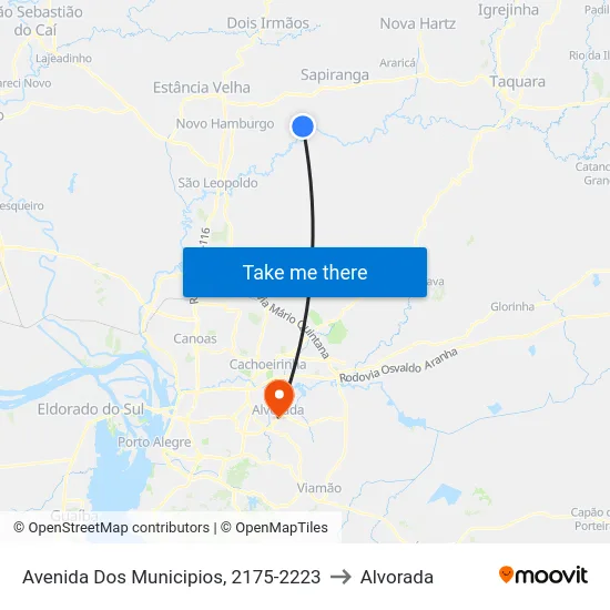 Av. Dos Municípios to Alvorada map