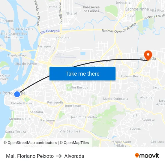 Mal. Floriano Peixoto to Alvorada map