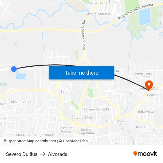 Severo Dullius to Alvorada map