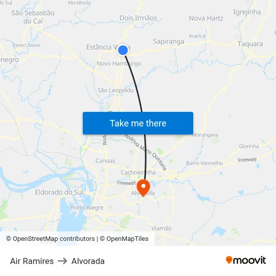 Air Ramires to Alvorada map