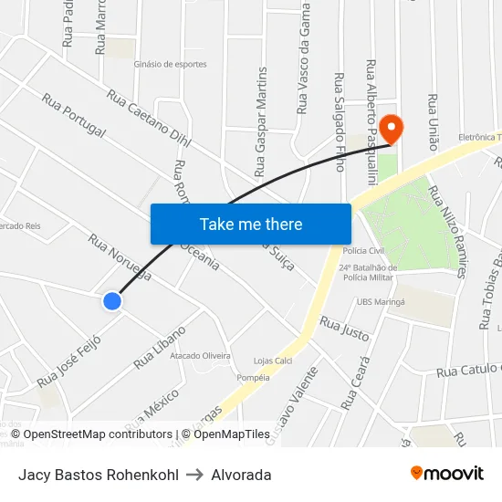 Jacy Bastos Rohenkohl to Alvorada map