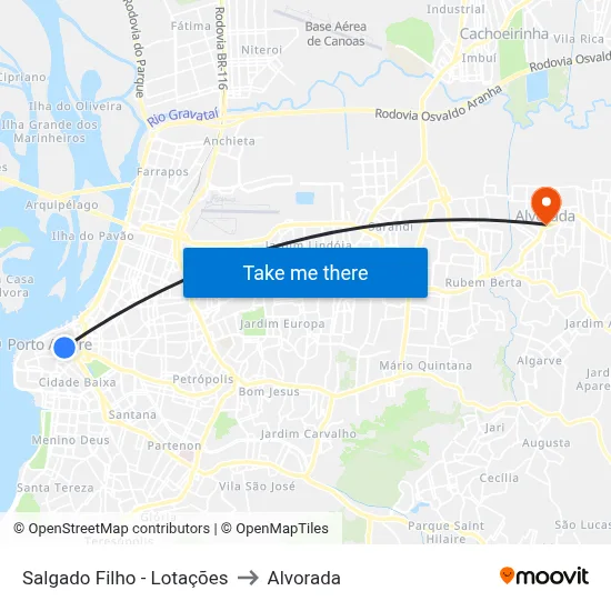 Salgado Filho - Lotações to Alvorada map