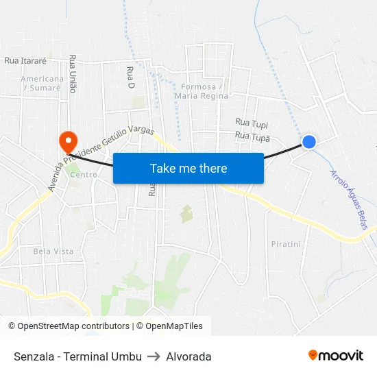 Senzala - Terminal Umbu to Alvorada map