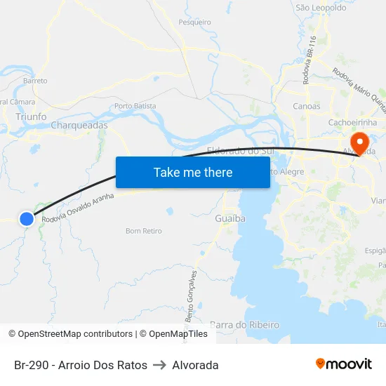 Br-290 - Arroio Dos Ratos to Alvorada map