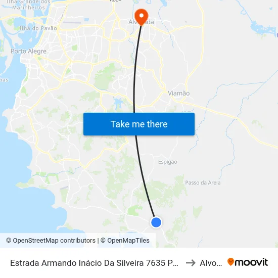 Estrada Armando Inácio Da Silveira 7635 Porto Alegre - Rs Brasil to Alvorada map