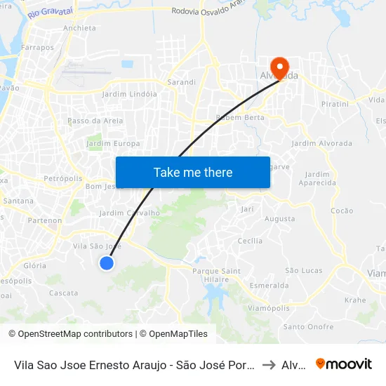 Vila Sao Jsoe Ernesto Araujo - São José Porto Alegre - Rs 91520-001 Brasil to Alvorada map