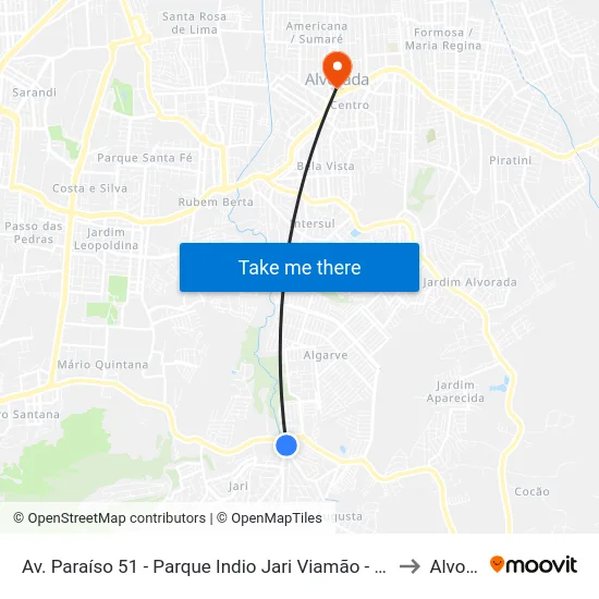 Av. Paraíso 51 - Parque Indio Jari Viamão - Rs 94495-000 Brasil to Alvorada map