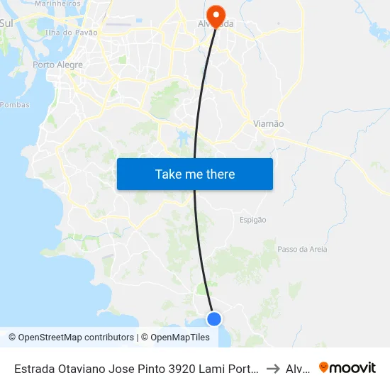 Estrada Otaviano Jose Pinto 3920 Lami Porto Alegre - Rio Grande Do Sul Brasil to Alvorada map