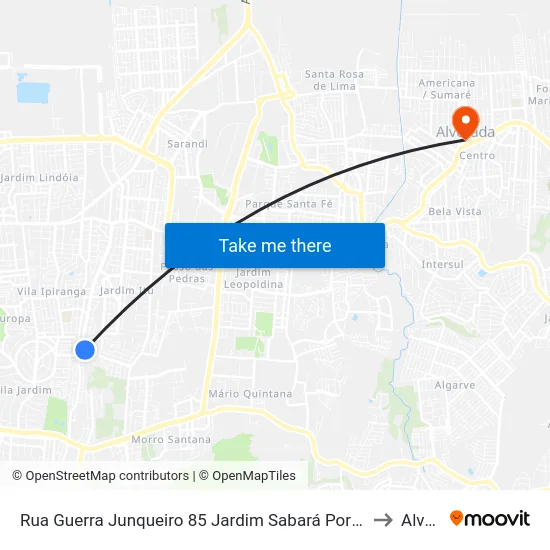 Rua Guerra Junqueiro 85 Jardim Sabará Porto Alegre - Rs 91215-310 Brasil to Alvorada map