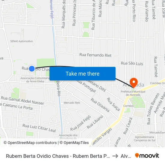 Rubem Berta Ovidio Chaves - Rubem Berta Porto Alegre - Rs 91170-330 Brasil to Alvorada map