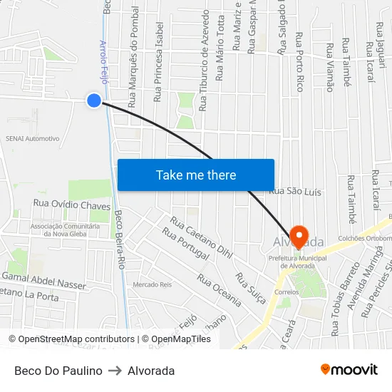 Beco Do Paulino to Alvorada map