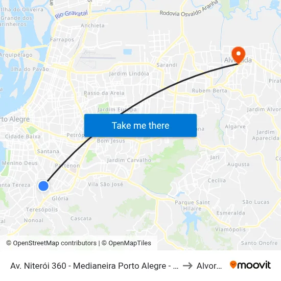 Av. Niterói 360 - Medianeira Porto Alegre - Rs Brasil to Alvorada map